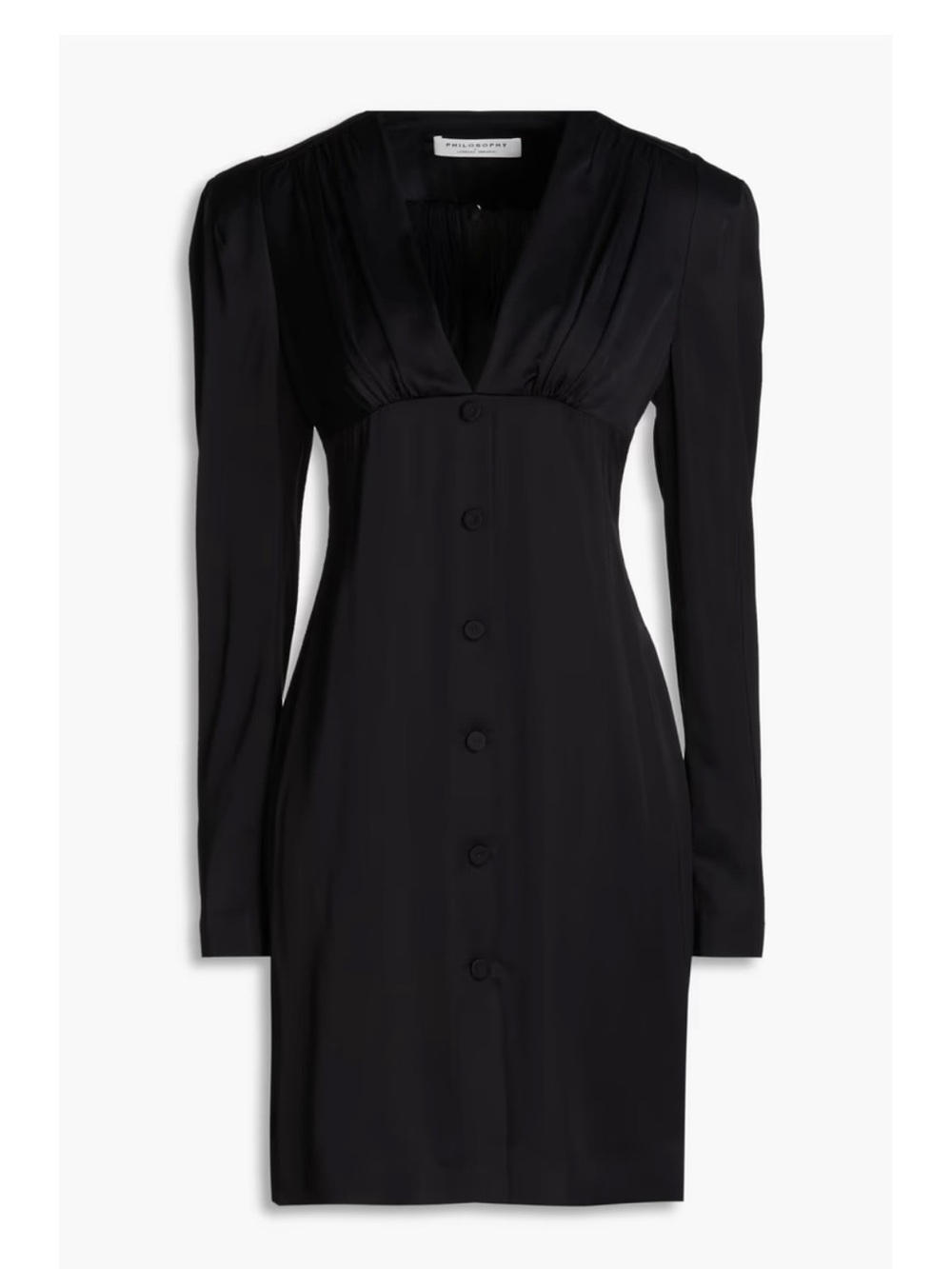 Philosophy do Lorenzo Serafini Black Satin Long Button Dress